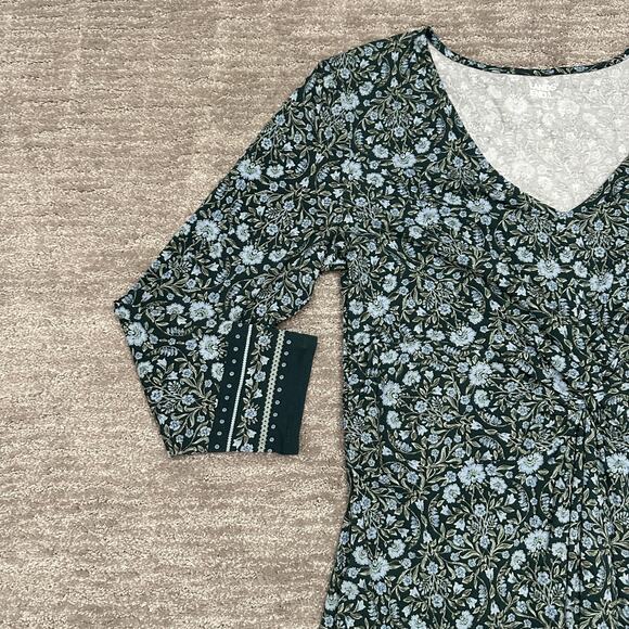 Lands End Dress Womens Large Green Floral V Neck Knot Twist Front Outdoor Casual - Picture 3 of 16